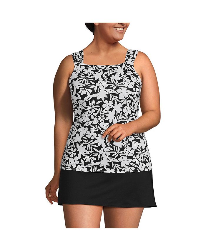 Lands' End Plus Size Chlorine Resistant Cap Sleeve High Neck Tankini