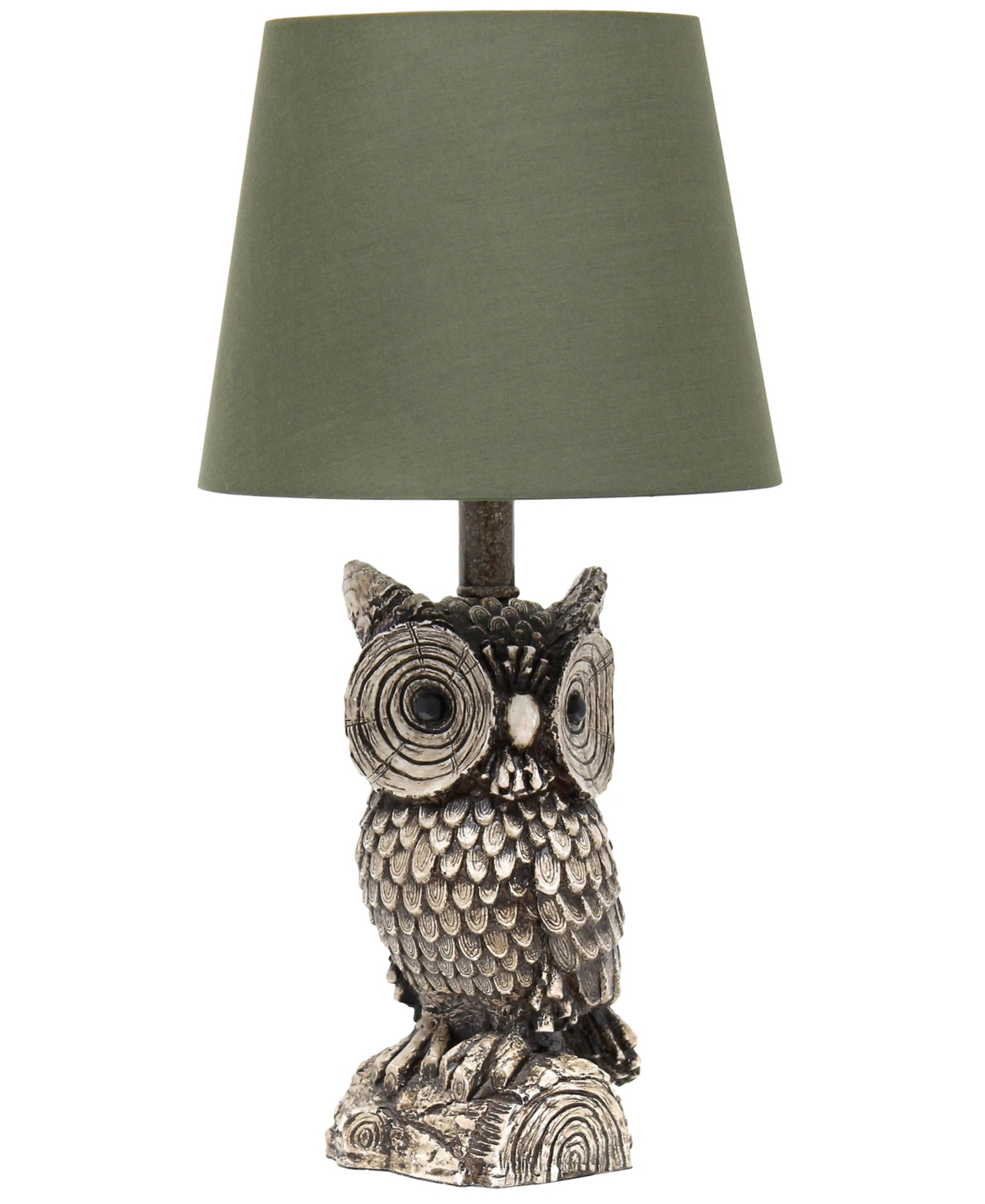 Shop Simple Designs Woodland 19.85" Tall Contemporary Polyresin Night Owl Novelty Bedside Table Desk Lamp In Green Shad