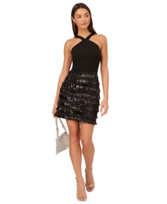 Adrianna by Adrianna Papell Women s Sequined Halter Dress Macy s