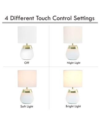 14" Tall Modern Contemporary Two Toned Metallic Gold and White Metal Bedside Table Desk Lamp 