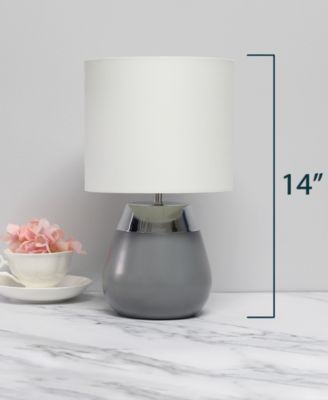 14" Tall Modern Contemporary Two Toned Metallic Gold and White Metal Bedside Table Desk Lamp 