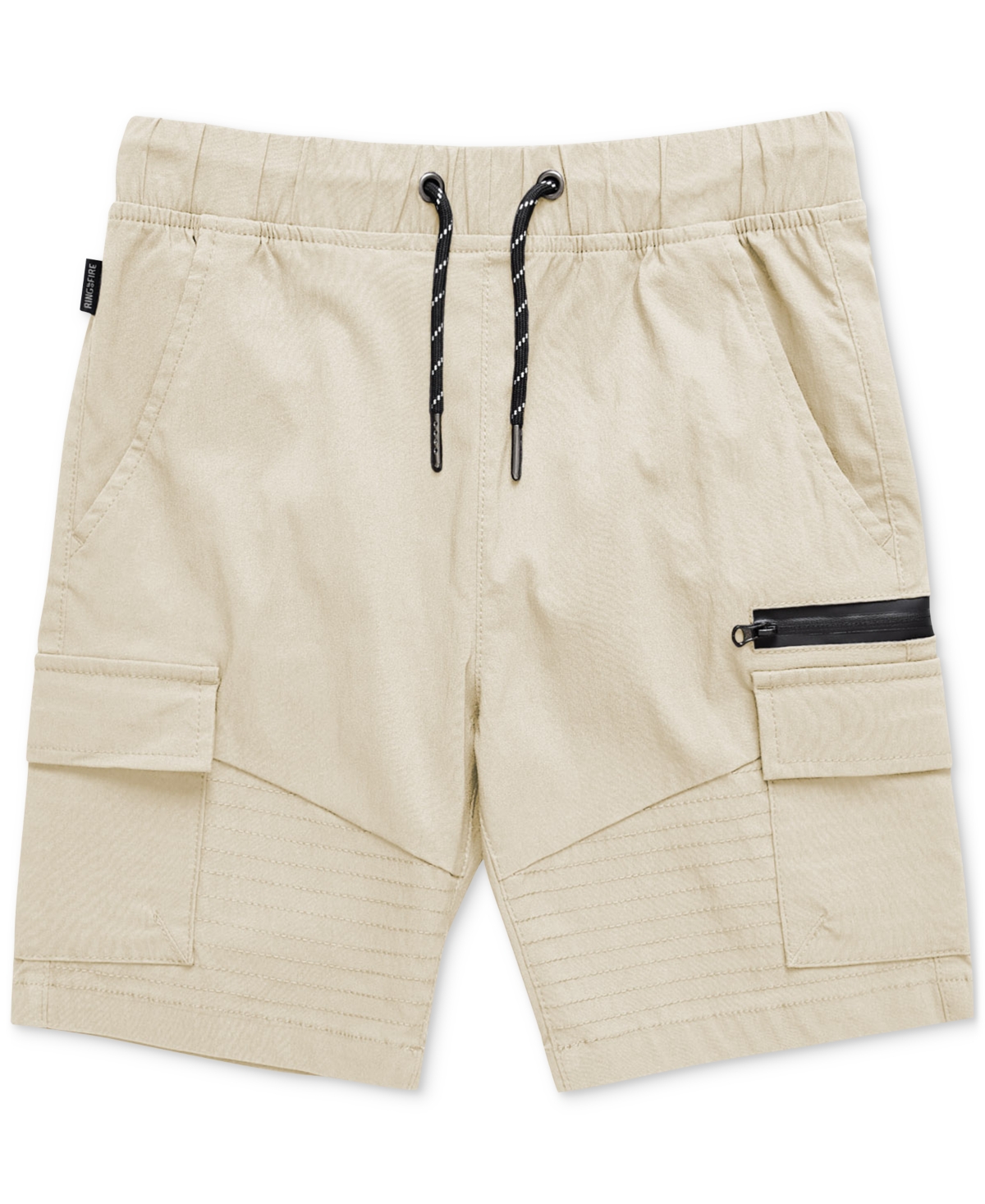 Shop Ring Of Fire Big Boys Harlow Stretch Tech Fabric Pull-on Cargo Shorts With Moto Detailing In Birch