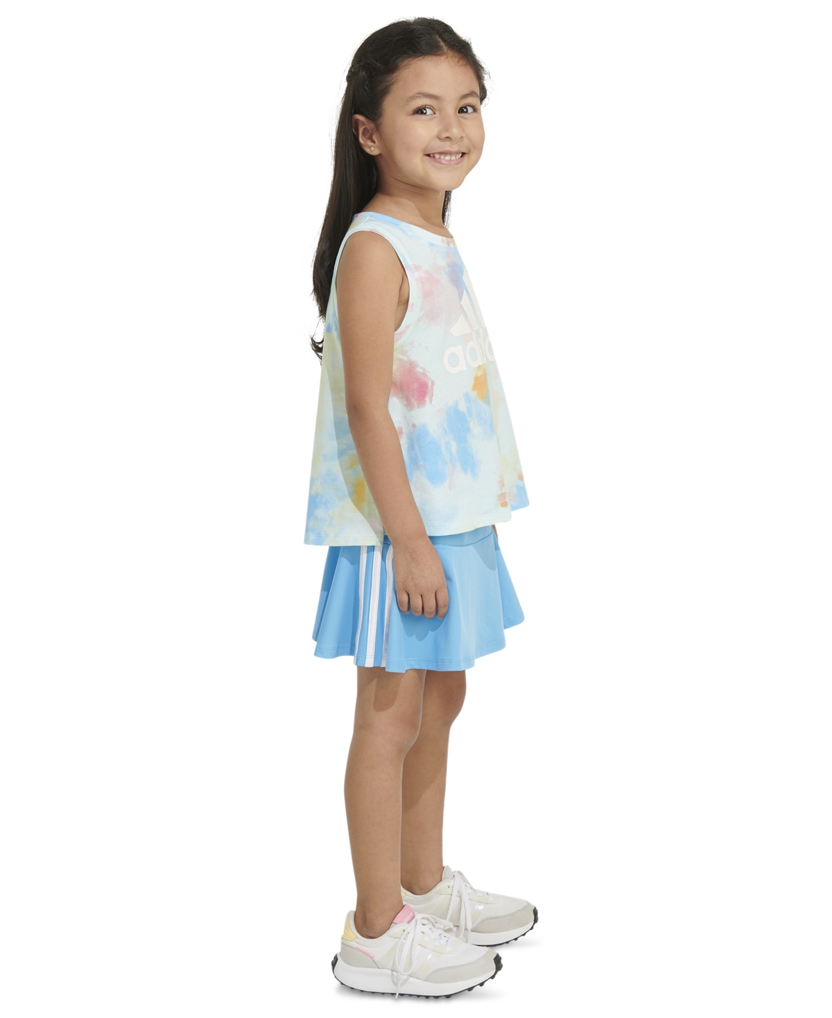 adidas Toddler & Little Girls Printed Logo Tank Top & 3-Stripe Skort, 2 Piece Set