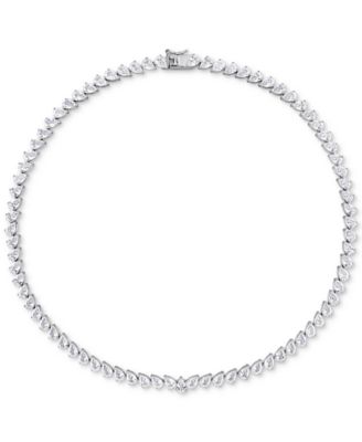 Lab-Grown White Sapphire Pear 18" Tennis Necklace (39-1/2 ct. t.w.) in Sterling Silver