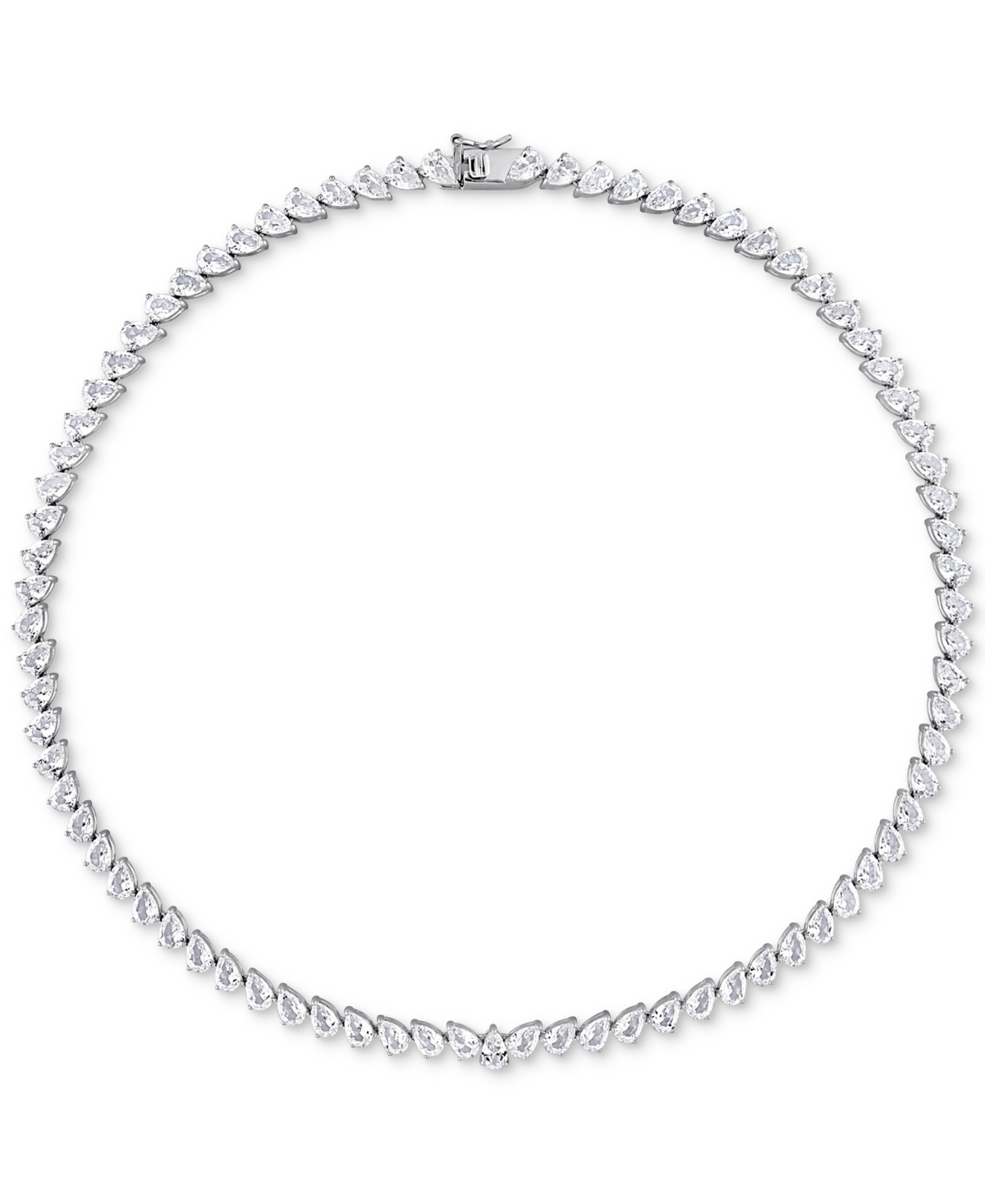 Shop Macy's Lab-grown White Sapphire Pear 18" Tennis Necklace (39-1/2 Ct. T.w.) In Sterling Silver