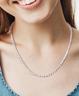 Lab-Grown White Sapphire Heart 18" Tennis Necklace (31-1/5 ct. t.w.) in Sterling Silver