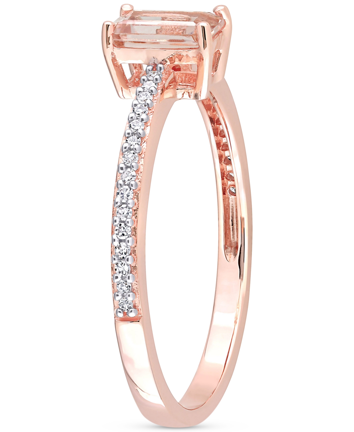 Macy's Morganite (5/8 Ct. T.w.) & Diamond (1/0ct. T.w.) Statement Ring In 10k Rose Gold In Morganite