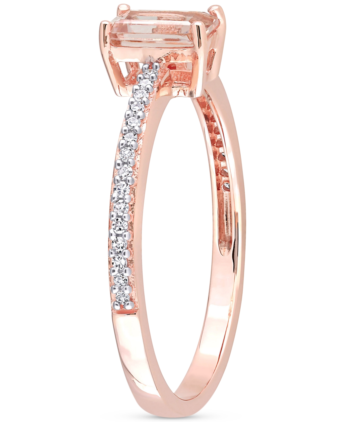 Shop Macy's Morganite (5/8 Ct. T.w.) & Diamond (1/0ct. T.w.) Statement Ring In 10k Rose Gold