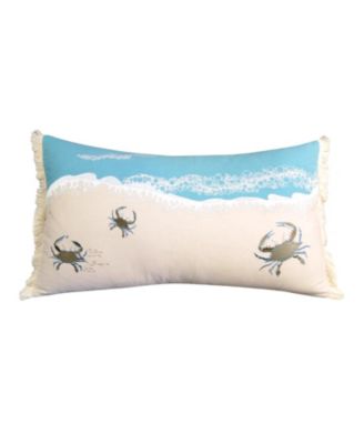 Crab with Waves Indoor Cotton Lumbar Accent Throw Pillow Decor
