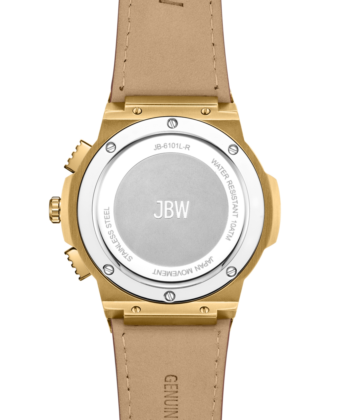 Jbw Men's Saxon Multifunction Maroon Genuine Leather Watch, 48mm
