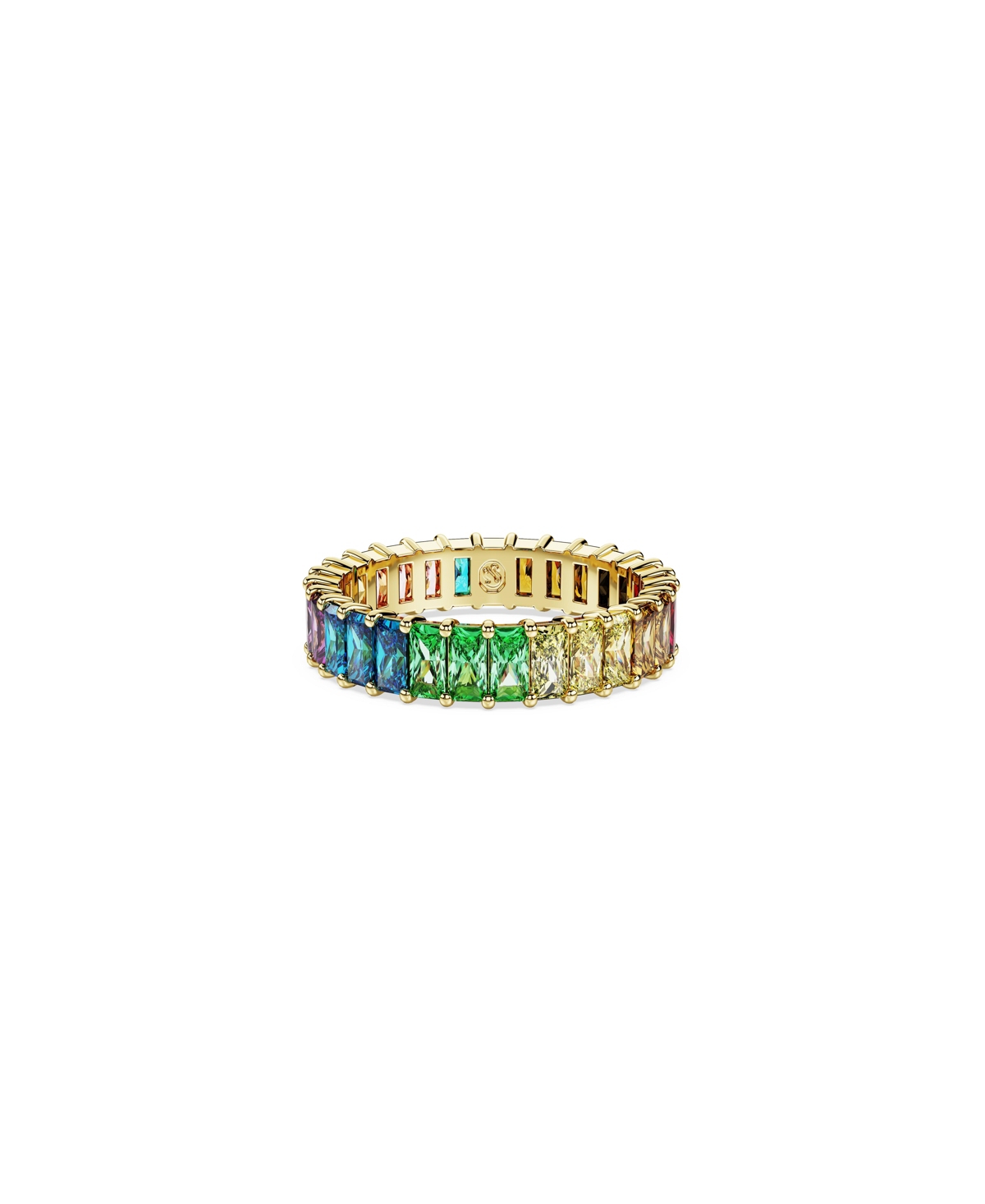 Shop Swarovski Multicolored Baguette Cut Gold-tone Plated Matrix Ring