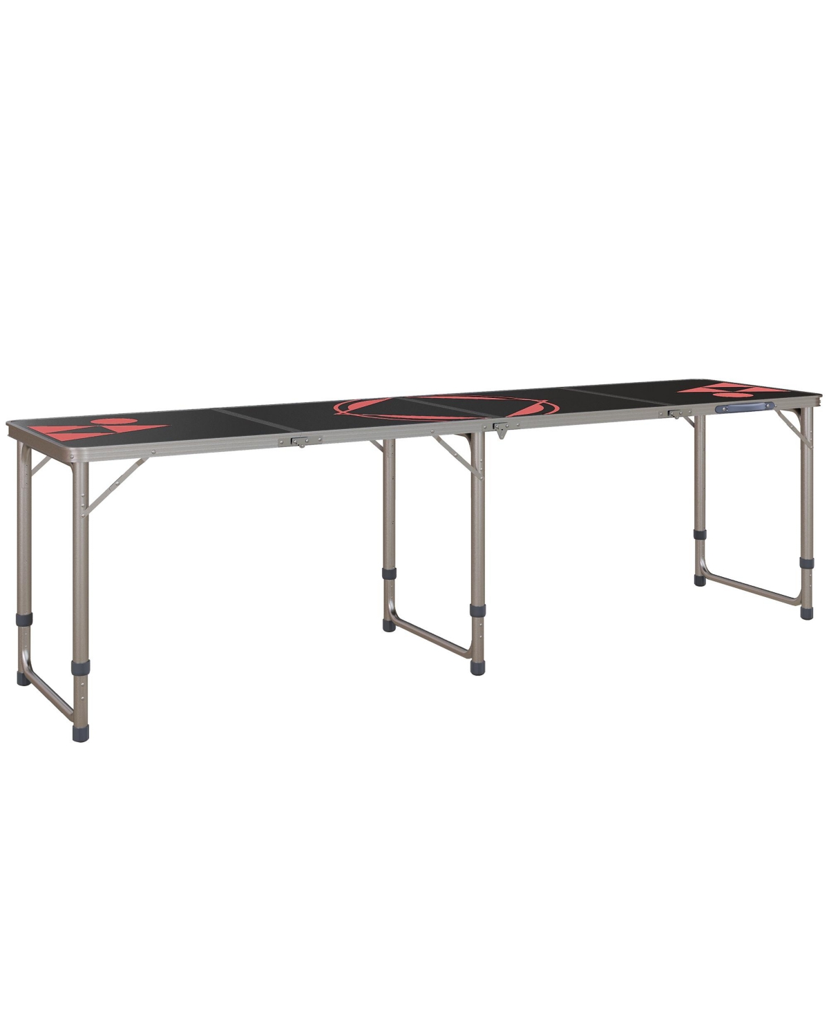 8' Folding Camping Table with Adjustable Legs, Black and Red - Black and red
