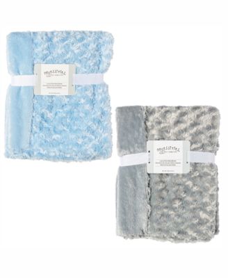 Baby Boys Curly Plush Baby Blankets, Pack of 2