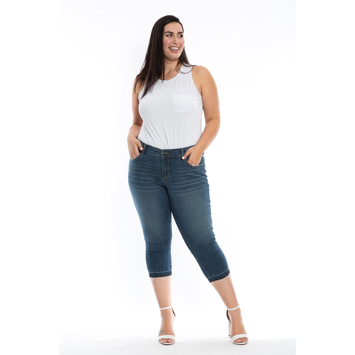 Slink Jeans Plus Size Mid Rise Crop Jeans
