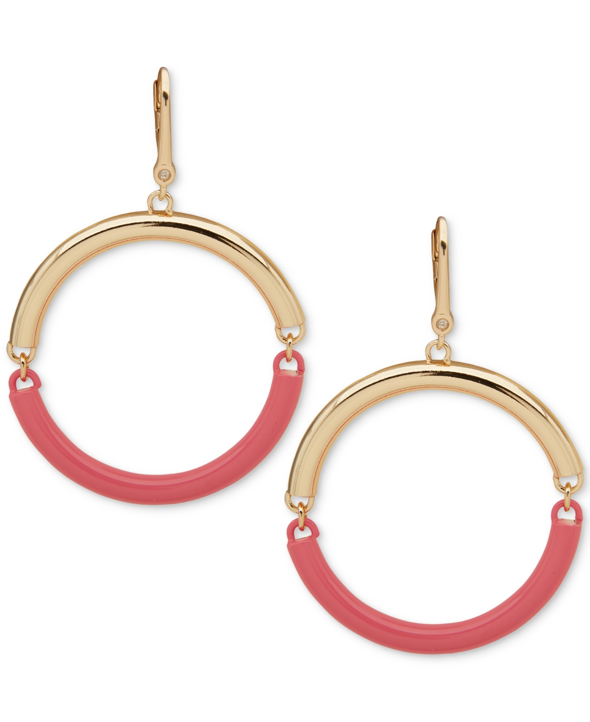Dkny Gold-Tone & Color Spit Hoop Drop Earrings
