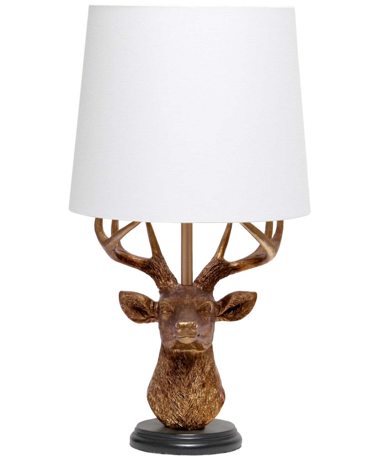 Shop Simple Designs Woodland 17.25" Tall Rustic Antler Copper Deer Bedside Table Desk Lamp With Tapered White Fabric Sha