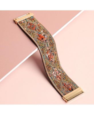 Women's Gold Embellished Leather Bracelet