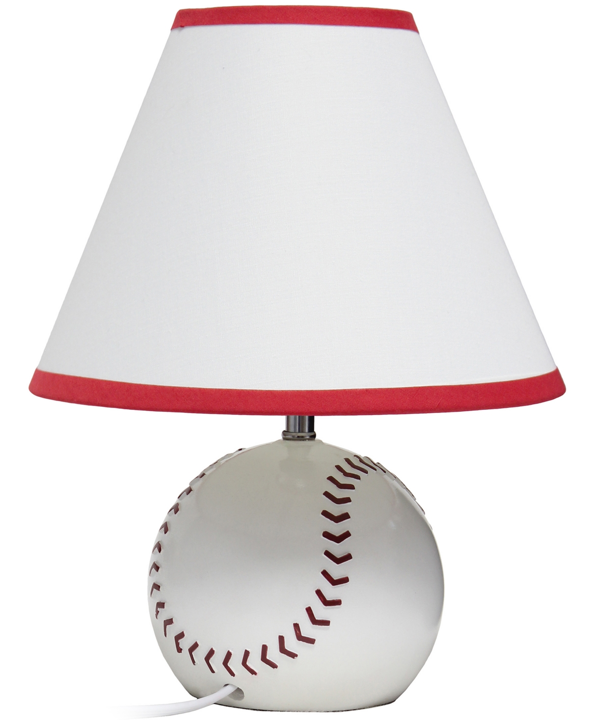 Shop Simple Designs Sportslite 11.5" Tall Athletic Sports Baseball Base Ceramic Bedside Table Desk Lamp In Multi