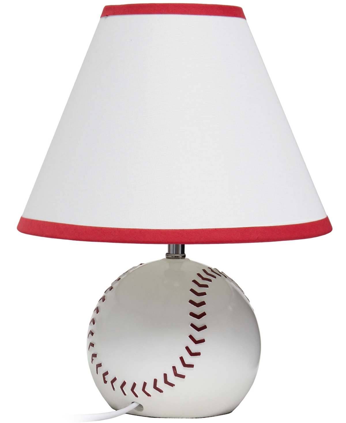 Simple Designs Sportslite 11.5" Tall Athletic Sports Baseball Base Ceramic Bedside Table Desk Lamp In Multi