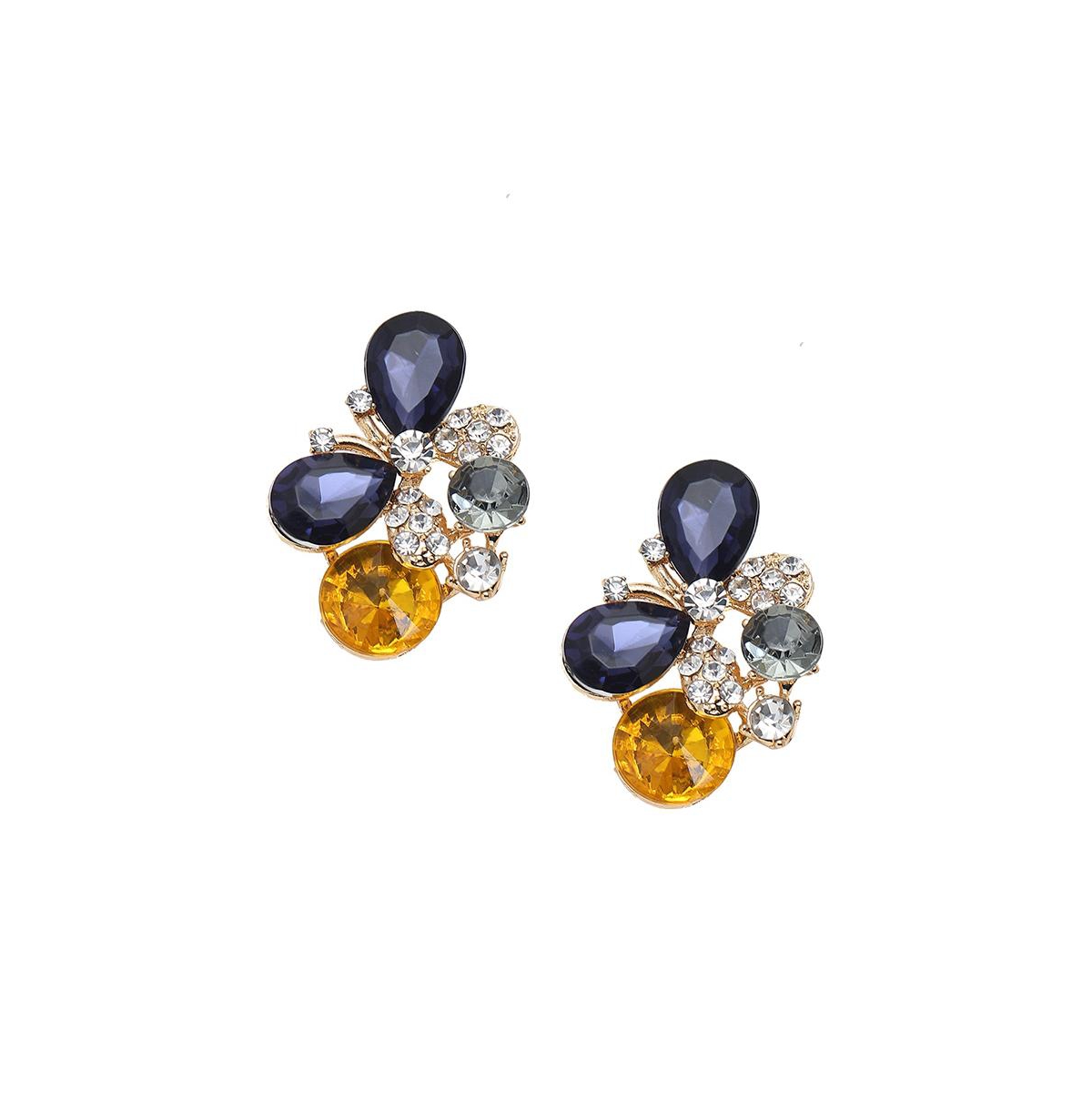 Women's Blue Color Stone Stud Earrings - Blue