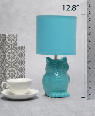 12.8" Tall Contemporary Ceramic Owl Bedside Table Desk Lamp with Matching Fabric Shade 