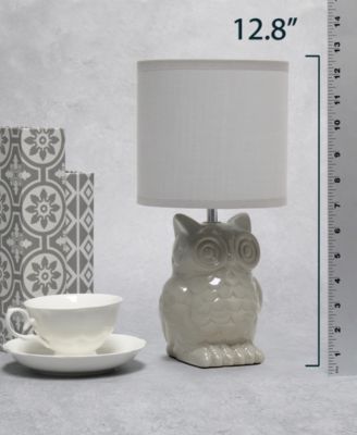 12.8" Tall Contemporary Ceramic Owl Bedside Table Desk Lamp with Matching Fabric Shade 