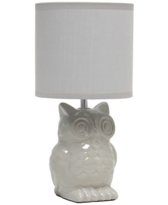12.8" Tall Contemporary Ceramic Owl Bedside Table Desk Lamp with Matching Fabric Shade 