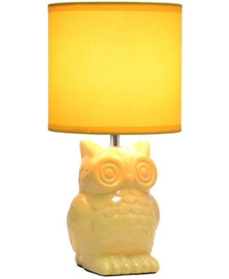 12.8" Tall Contemporary Ceramic Owl Bedside Table Desk Lamp with Matching Fabric Shade 