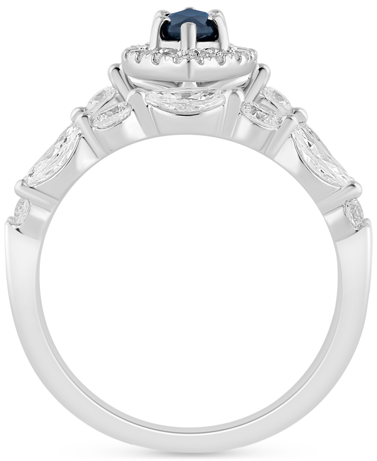 (5/8 ct. t.w.) & Diamond (7/8 ct. t.w.) Halo Bridal Set in 14k White Gold - Sapphire