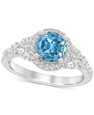 Swiss Blue Topaz (1 ct. t.w.) & Diamond (1 ct. t.w.) Bridal Set in 14k White Gold