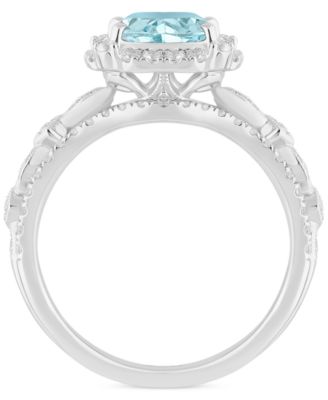 Aquamarine (1-1/4 ct. t.w.) & Diamond (1/2 ct. t.w.) Bridal Set in 14k White Gold
