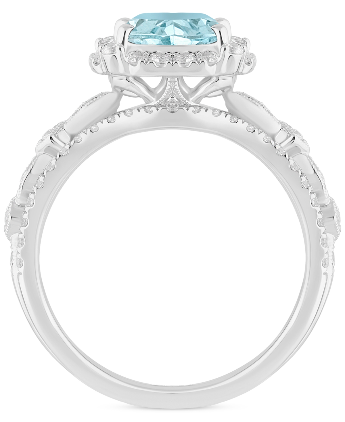 (1-1/4 ct. t.w.) & Diamond (1/2 ct. t.w.) Bridal Set in 14k White Gold - Aquamarine