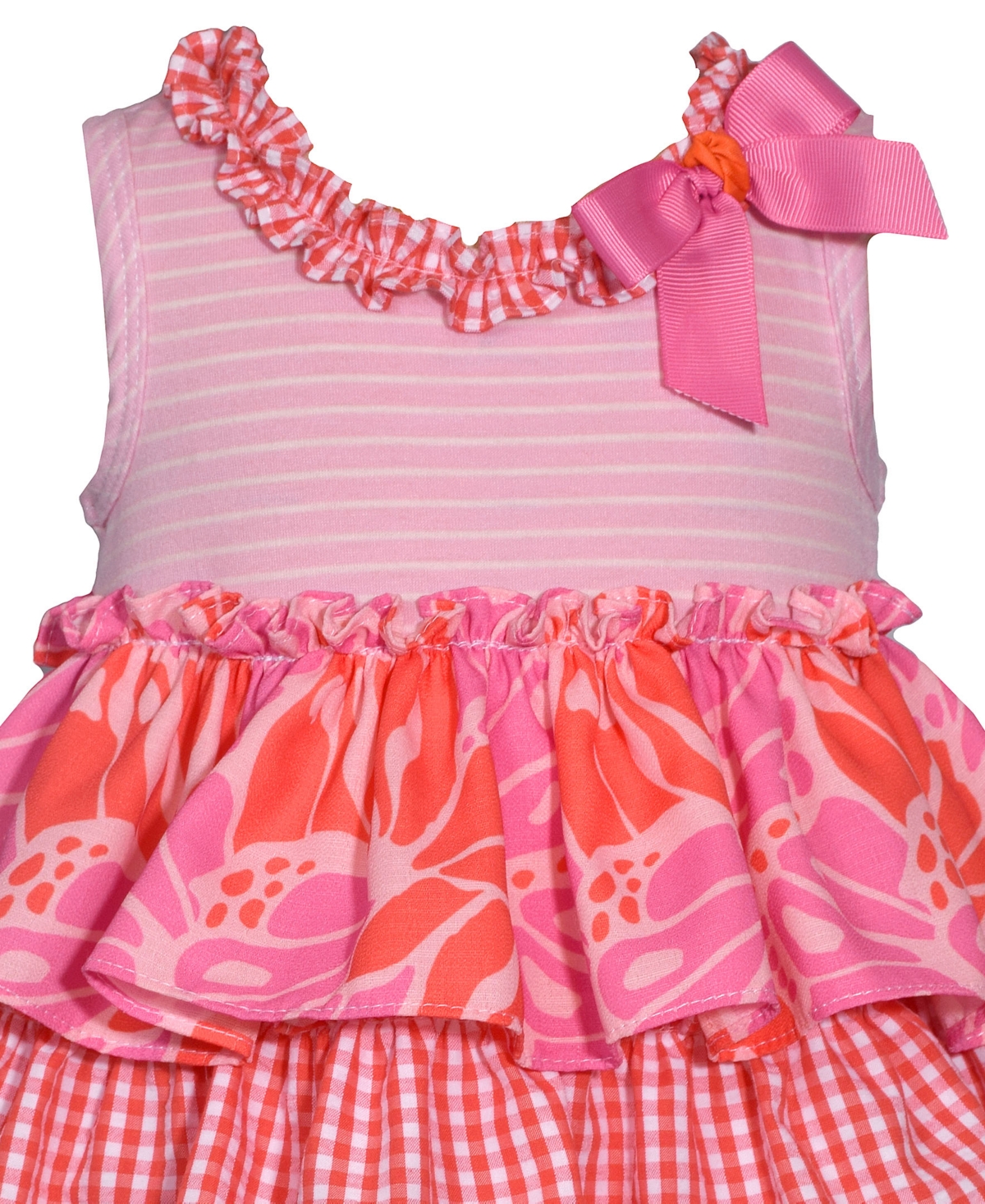 Shop Bonnie Baby Baby Girls Sleeveless Knit And Chiffon Dressy Tiered Bubble In Pink