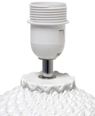 20.4" Tall Traditional Ceramic Purled Texture Bedside Table Desk Lamp with White Fabric Drum Shade