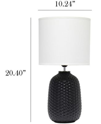 20.4" Tall Traditional Ceramic Purled Texture Bedside Table Desk Lamp with White Fabric Drum Shade