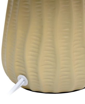 11.02" Traditional Mini Modern Ceramic Texture Pastel Accent Bedside Table Desk Lamp with Matching Fabric Shade 