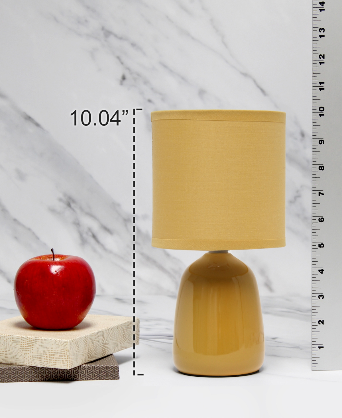 Simple Designs 10.04" Tall Traditional Ceramic Thimble Base Bedside Table Desk Lamp with Matching Fabric Shade