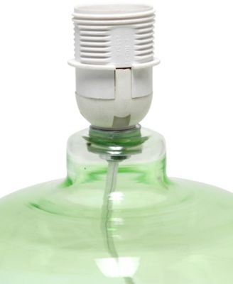 Glass Table Lamp with Fabric Shade, Green with White Shade