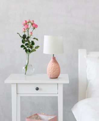 Essentix 14.17" Traditional Ceramic Textured Thumbprint Tear Drop Shaped Table Desk Lamp 