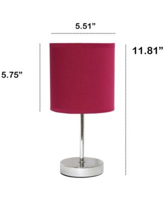 Nauru 11.81" Traditional Petite Metal Stick Bedside Table Desk Lamp in Chrome with Fabric Drum Shade