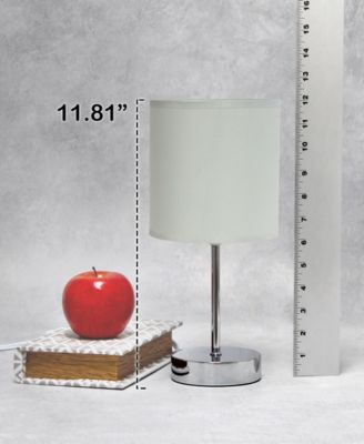 Nauru 11.81" Traditional Petite Metal Stick Bedside Table Desk Lamp in Chrome with Fabric Drum Shade