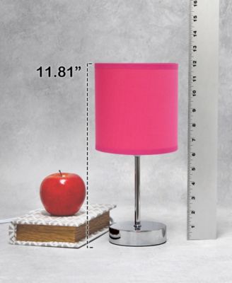 Nauru 11.81" Traditional Petite Metal Stick Bedside Table Desk Lamp in Chrome with Fabric Drum Shade