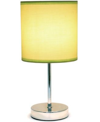 Nauru 11.81" Traditional Petite Metal Stick Bedside Table Desk Lamp in Chrome with Fabric Drum Shade