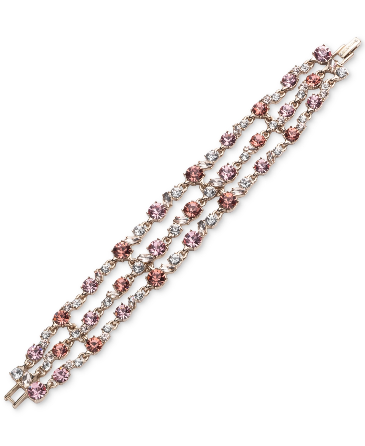 Shop Givenchy Gold-tone Rose Multi Row Stone Flex Bracelet
