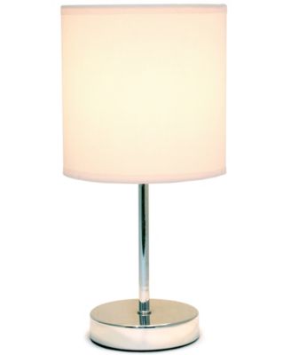 Nauru 11.81" Traditional Petite Metal Stick Bedside Table Desk Lamp in Chrome with Fabric Drum Shade