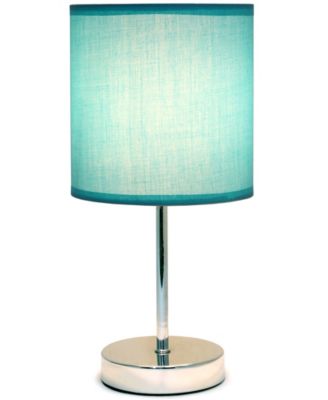 Nauru 11.81" Traditional Petite Metal Stick Bedside Table Desk Lamp in Chrome with Fabric Drum Shade