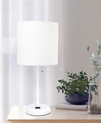 Oslo 19.5" Contemporary Bedside Standard Metal Table Desk Lamp with White Drum Fabric Shade 