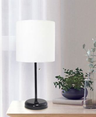 Oslo 19.5" Contemporary Bedside Standard Metal Table Desk Lamp with White Drum Fabric Shade 