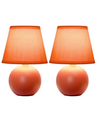 Nauru 8.66" Traditional Petite Ceramic Orb Bedside Table Desk Lamp Two Pack Set, Tapered Drum Fabric Shade 
