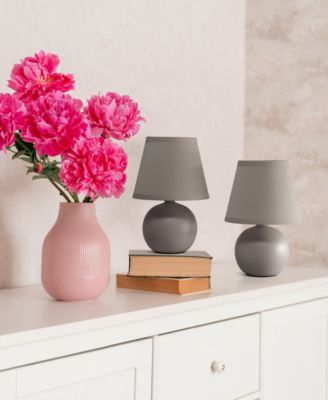 Nauru 8.66" Traditional Petite Ceramic Orb Bedside Table Desk Lamp Two Pack Set, Tapered Drum Fabric Shade 